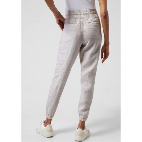 Athleta Cabo Linen Jogger Pants Micro Cheetah Beige Size 4 High Rise Coastal - Picture 3 of 16